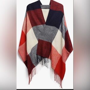 Women Soft Tartan Shawls, Warm Wraps, Wool Spinnin Scarf, Cashmere Feel,